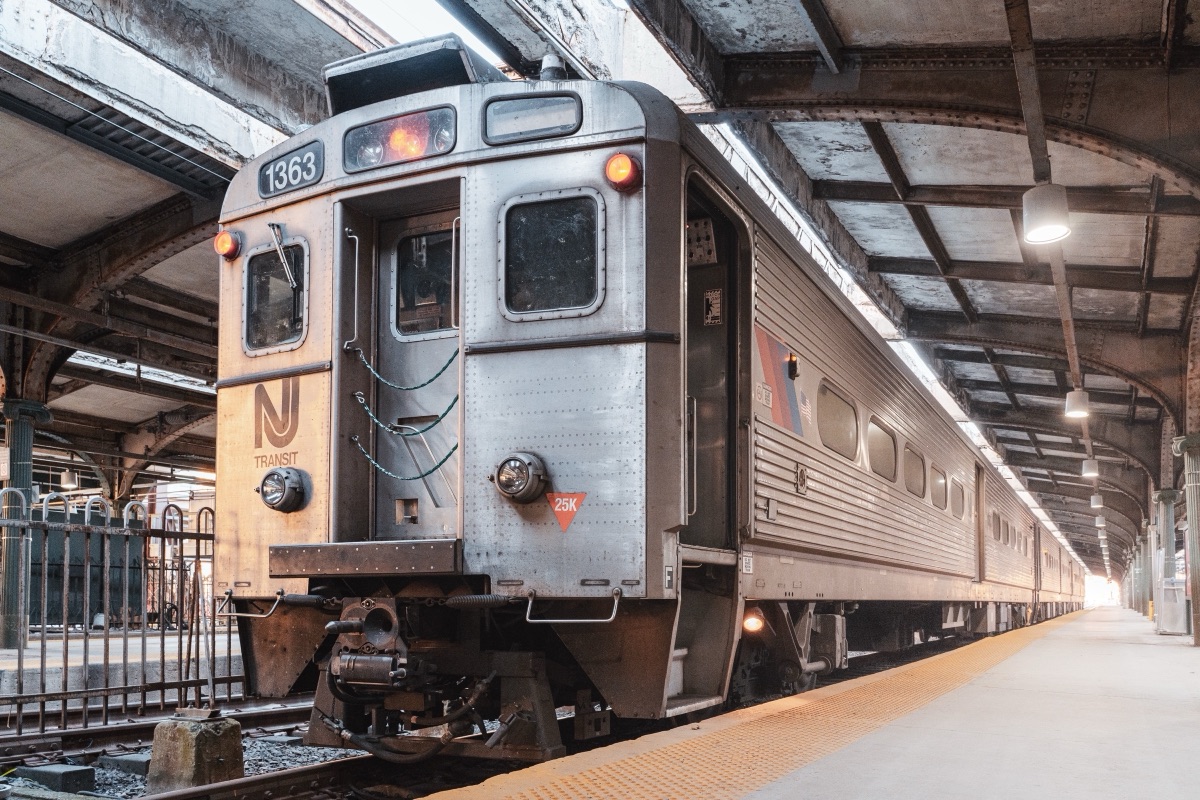 NJ Transit Comet coach 1363 waiting under the trainshed at Hoboken Terminal