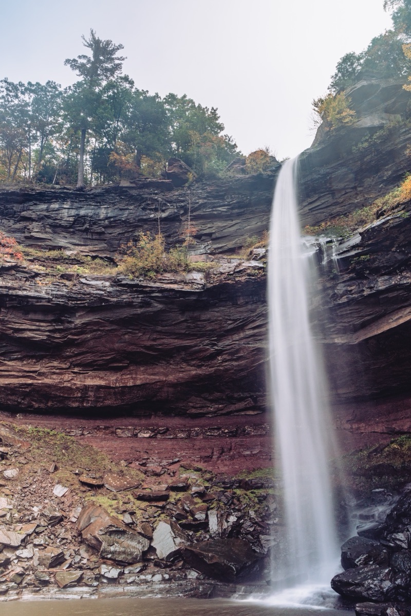 Kaaterskill Falls dropping into its amphitheatre of layered rock, Catskills, New York